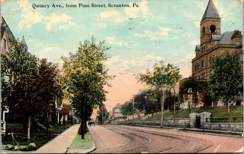 Vtg 1910s Quincy Avenue from Pine Street Scranton Pennsylvania PA Postcard