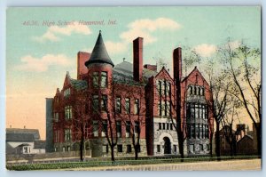 Hammond Indiana Postcard High School Building Exterior View 1910 Antique Vintage