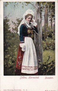 Sweden Skane Herrestad Woman In Traditional Costume