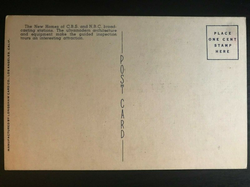 Vintage Postcard 1915-1930 Radio City NBC & CBS Studios Hollywood California