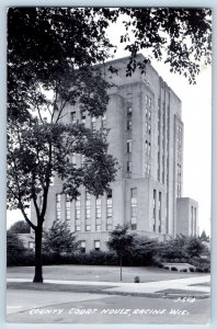 Racine Wisconsin WI Postcard RPPC Photo Country Court House Building c1940's