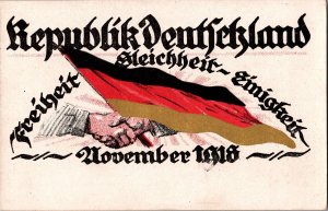 1918 November Mint Germany Flag illustration Postcard Communist Revolution