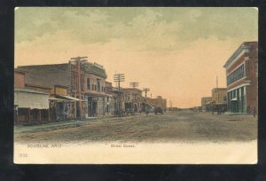 DOUGLAS ARIZONA DOWNTOWN DIRT STREET SCENE STORES 1906 VINTAGE POSTCARD