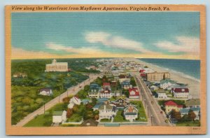 Postcard VA Virginia Beach View Along Waterfront From Mayflower Apartments W17