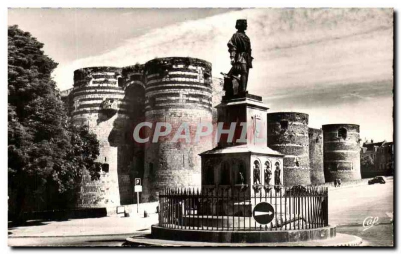 Old Postcard Angers Chateau and Statue of King Rene