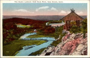 Connecticut New Haven East Rock Park The Rustic Lookout 1921