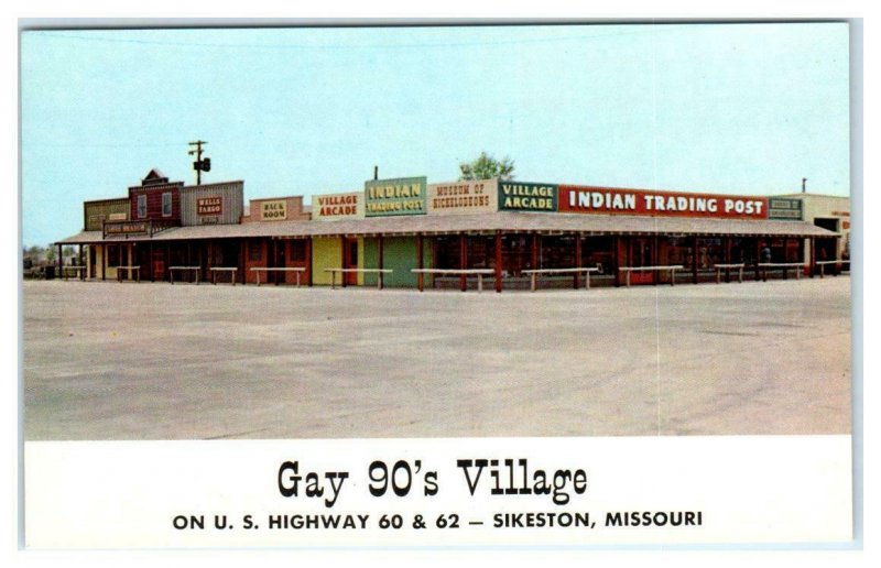 SIKESTON, Missouri MO ~ Roadside GAY 90'S VILLAGE Indian Trading Post  Postcard