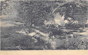 Michigan MI Postcard 1910 SOUTH HAVEN Boating on BLACK RIVER People