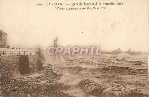 Old Postcard Le Havre Waves effects a New Jetee