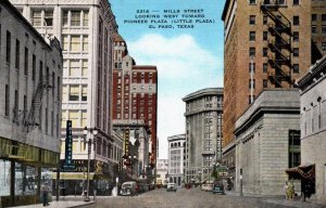 El Paso, Texas - Downtown view of Mills Street, from Pioneer Plaza - 1940s