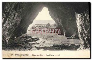 Old Postcard Douarnenez Rice A Cave Beach