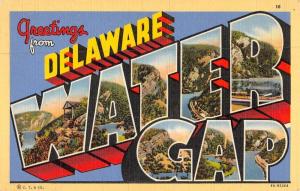 Delaware Water Gap Pennsylvania Large Letter Linen Antique Postcard K69331