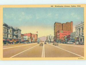 Unused Linen OLD CARS & SHOPS ON WASHINGTON AVENUE Ogden Utah UT Q9083