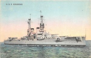 H80/ U.S. Navy Ship Postcard c1915 Battleship U.S.S. Arkansas 138