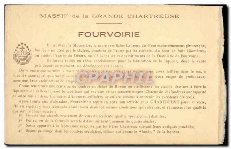 Old Postcard coverage carnetMassif De La Grande Chartreuse Fourvoire