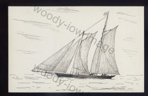 pen182 - Original Pen & Ink Postcard - US Racing Schooner - America , built 1851