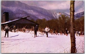 Ski Scene At World's Famous Stowe Vermont VT Mountain In The Background Postcard