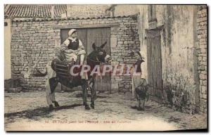 Old Postcard Donkey Mule Road to the fields Ane panties