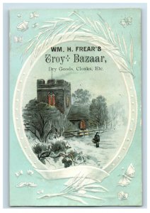 1880's WM. H. Frear's Troy Bazaar Winter Set Of 2 Trade Cards P96