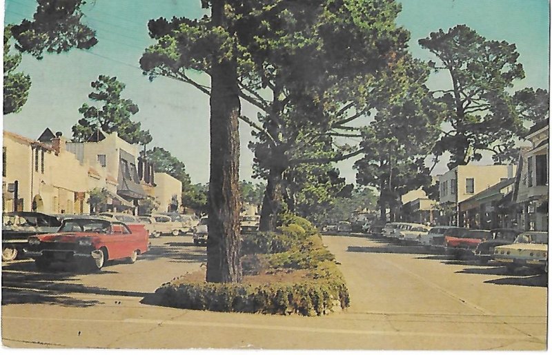 Carmel-by-he-Sea California Ocean Avenue Vintage Cars Mailed 1965