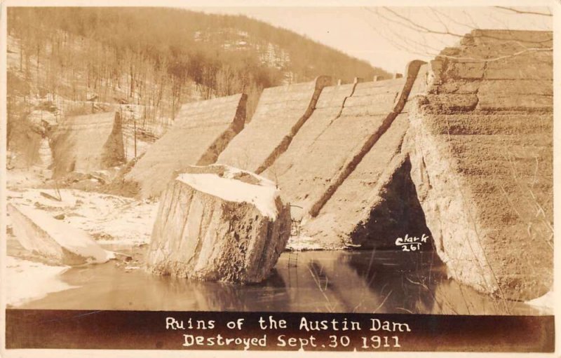 Austin Pennsylvania Austin Dam Ruins Real Photo Vintage Postcard AA19368