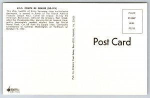 USS Comte De Grasse DD 974 Navy Spruance Class Multi-mission Destroyer Postcard