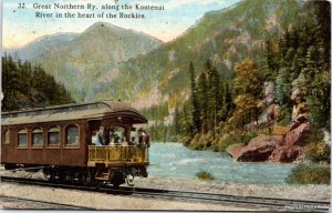 Postcard Train - Great Northern Railway - Along Kootenai River in Rockies