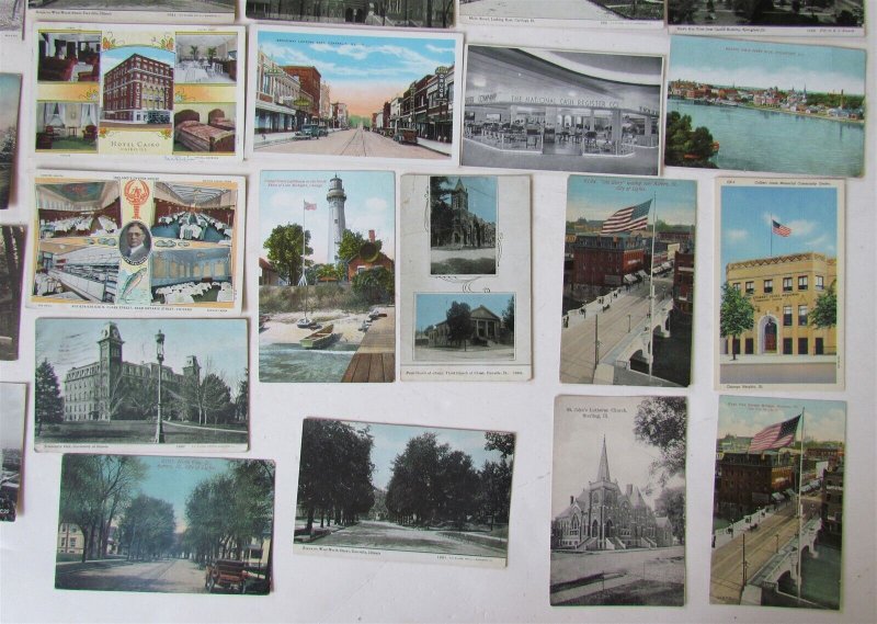 ILLINOIS lot of 38 IL ANTIQUE POSTCARDS