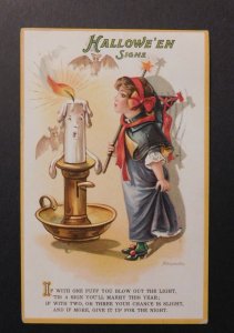 1913 USA Halloween Postcard Cover From Lancaster PA Local Use Blowing Candle