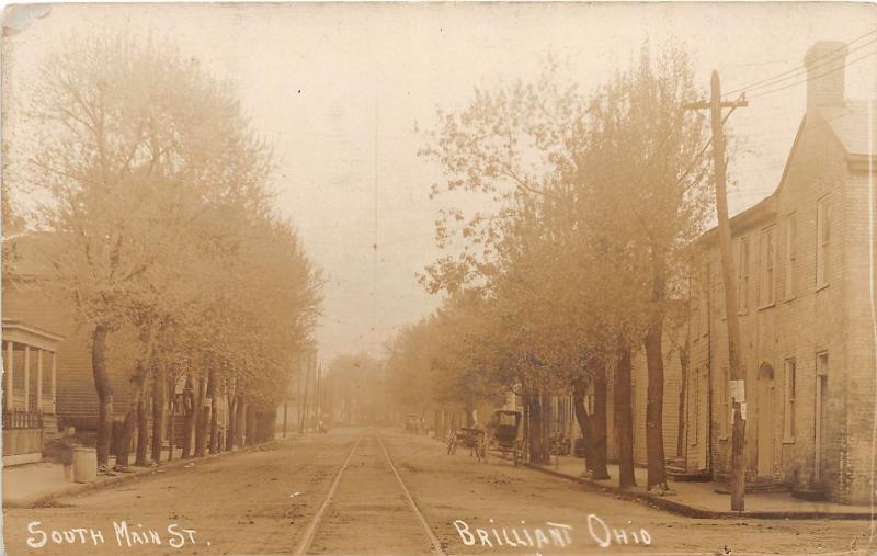 E84/ Brilliant Ohio RPPC Postcard Jefferson County 1910 South Main Street Homes