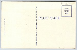 Montpelier Vermont~Pavilion Hotel Red Bldg~Porch~US Flag~1940s Linen Postcard