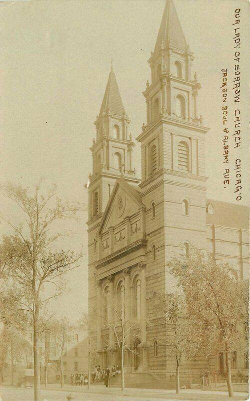 Chicago Illinois Our Lady of Sorrow Church 1908 RPPC Photo Postcard 4560