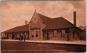 BELLINGHAM, WA Wasington   GREAT NORTHERN RWY DEPOT  c1910s  Postcard