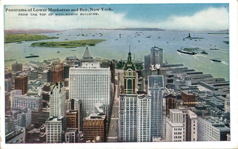 USA Panorama of Lower Manhattan and Bay New York 01.73