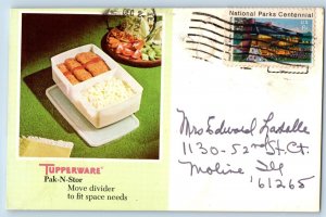 Advertising Postcard Tupperware Pak N Stor Move Divider Moline Illinois IL 1972