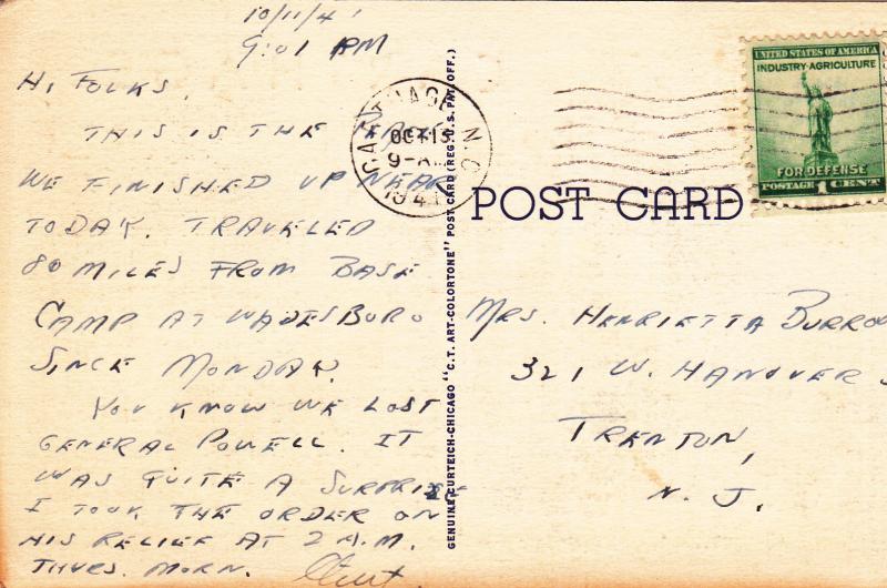 US Postcard 1941 Greetings from Carthage, North Carolina 8A-H2658 N-60 SC #899