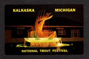 MI National Trout Fountain KALKASKA MICHIGAN Postcard