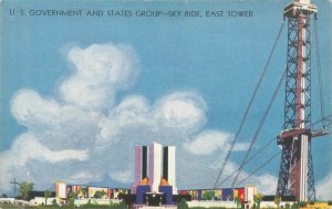 1933 Chicago Expo Government & States Group & Sky Ride East Tower Postcard