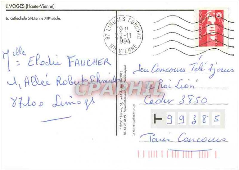 Modern Postcard Limoges Haute Vienne La Cathedrale St Etienne xiii century