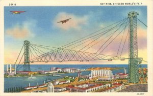 Chicago World's Fair Skyride, Biplanes CT Art Colortone Postcard 36A10