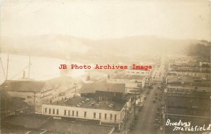 OR, Marshfield, Oregon, RPPC, Broadway, Aerial View, 1930 PM, Photo