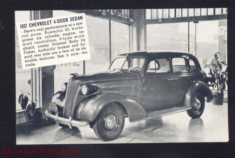 1937 CHEVROLET SEDAN MENARD TEXAS LUCKENBACK CAR DEALER ADVERTISING POSTCARD