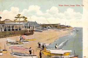 Norfolk Virginia Water Front Scene, Color Lithograph Vintage Postcard U7902