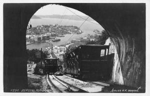 Bergen Norway Trolley Train Real Photo Antique Postcard K85301