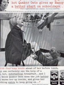 1961 Ladies Home Journal Quaker Oats Vintage Print Ad School Day Breakfast