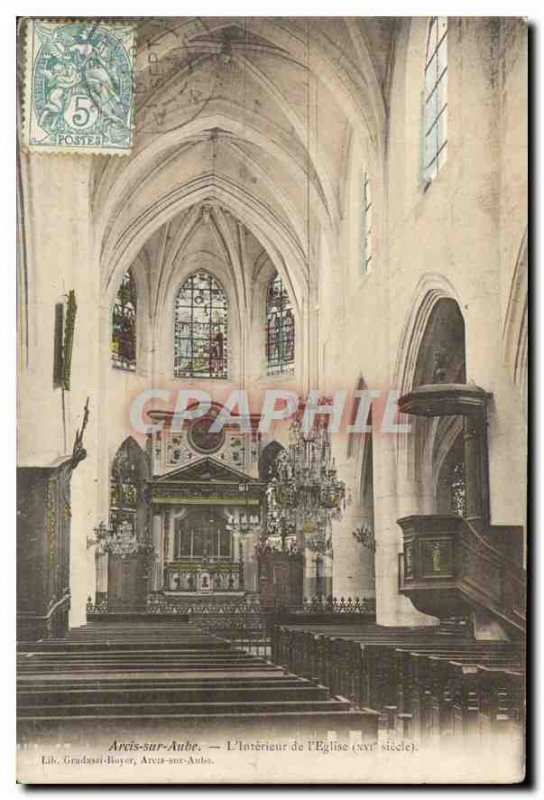 Old Postcard Arcis sur Aube The Interior of the Church