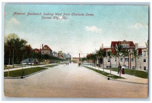 Kansas City Missouri Postcard Admiral Boulevard Looking From Charlotte St. c1920