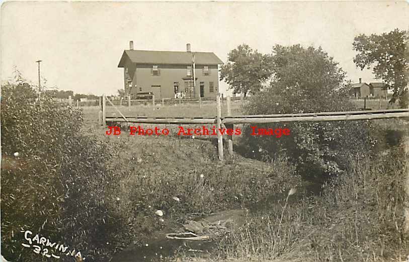 Depot, Iowa, Garwin, RPPC, Chicago Northwestern Railroad Station, Photo