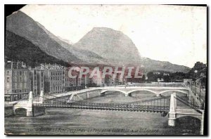 Old Postcard Grenoble Suspension Bridge