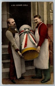 WW1 A Big German Shell  Butchers Filled With Ham & Sausage For Soldiers Postcard